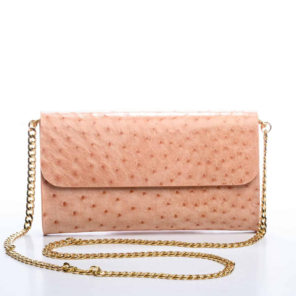 Claudette Women's Chain Bag, Pink Ostrich – Baron Paris