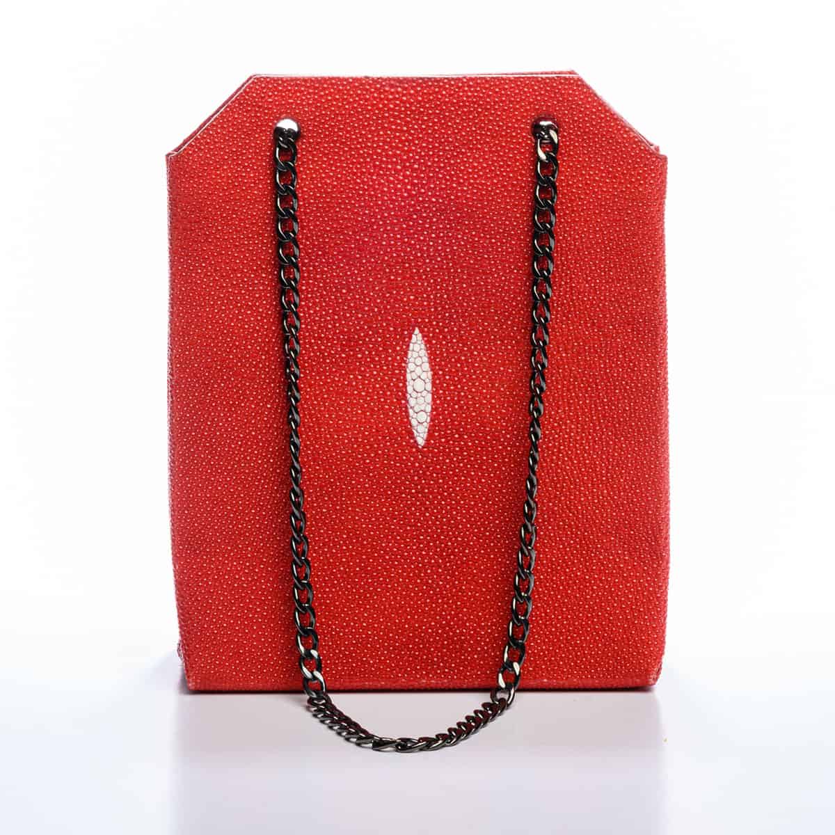 Charlotte Women's Chain Bag, Fire Engine Red Stingray – Baron Paris