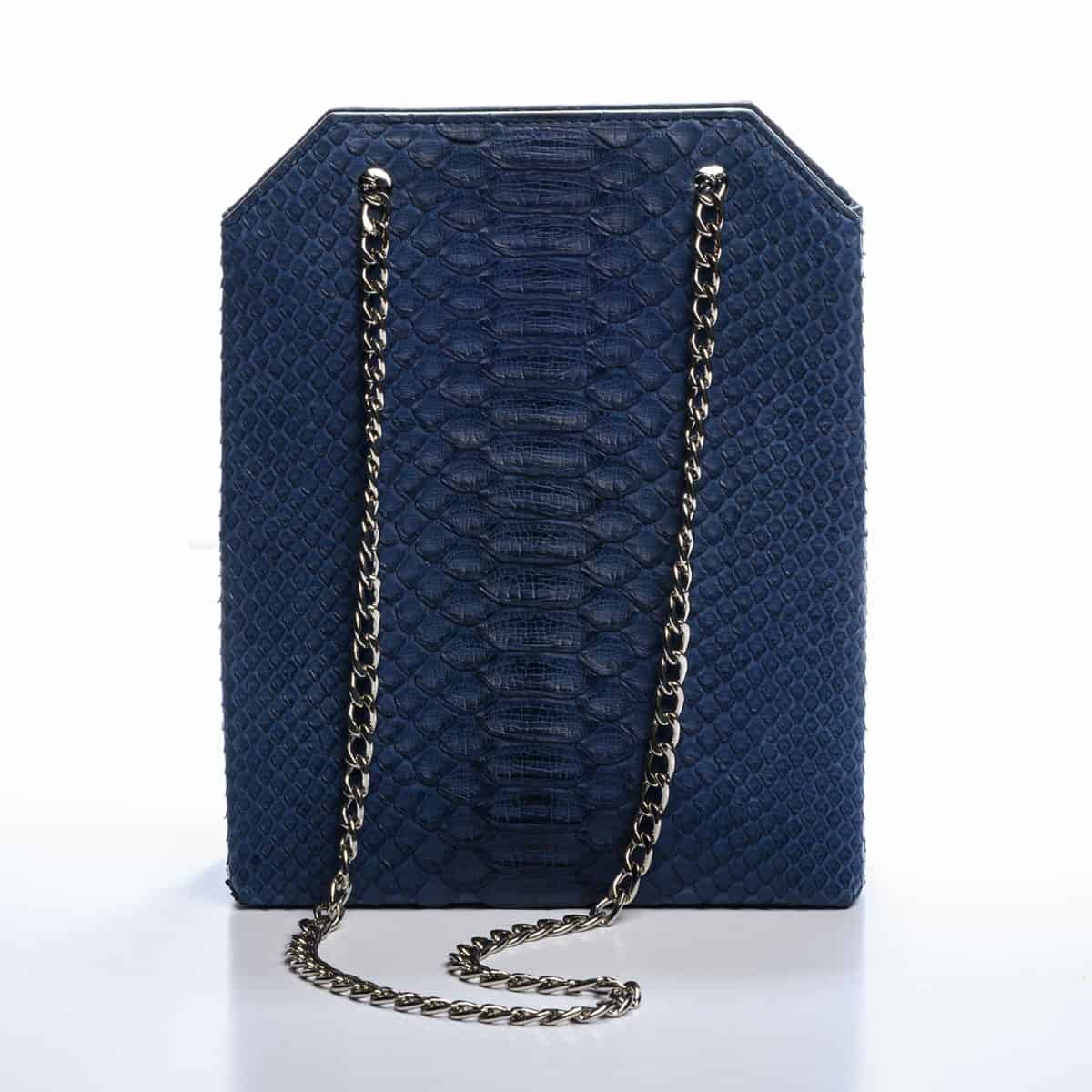 Charlotte Women's Chain Bag, Navy Blue Python – Baron Paris