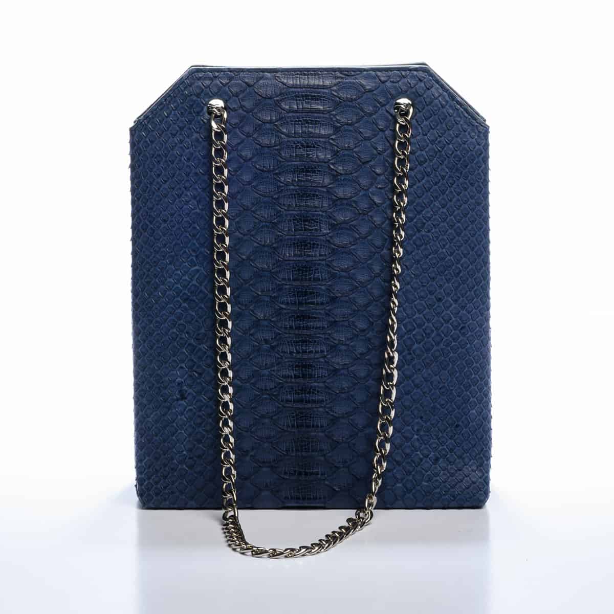 Charlotte Women's Chain Bag, Navy Blue Python – Baron Paris