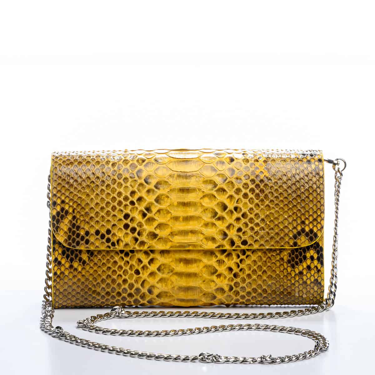 Victoria Python Lady Victoria Clutch, Multi-Colored Yellow and Black Python – Baron Paris