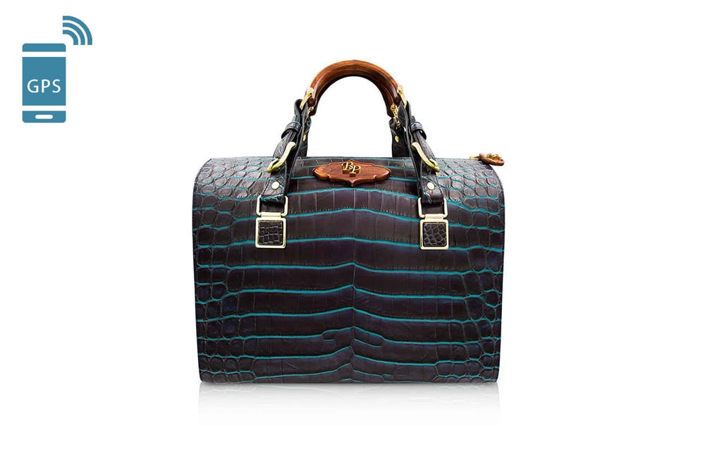 Jeanne D'Arc Two-tone Brown & Turquoise Alligator Handbag