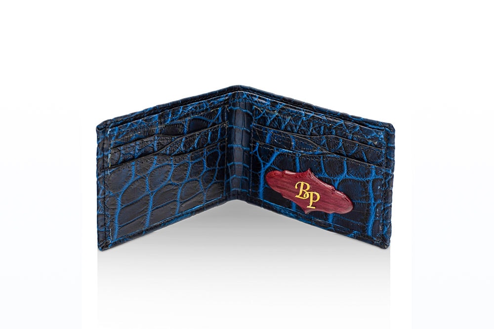 Men's Bi-fold two-tone blue alligator wallet