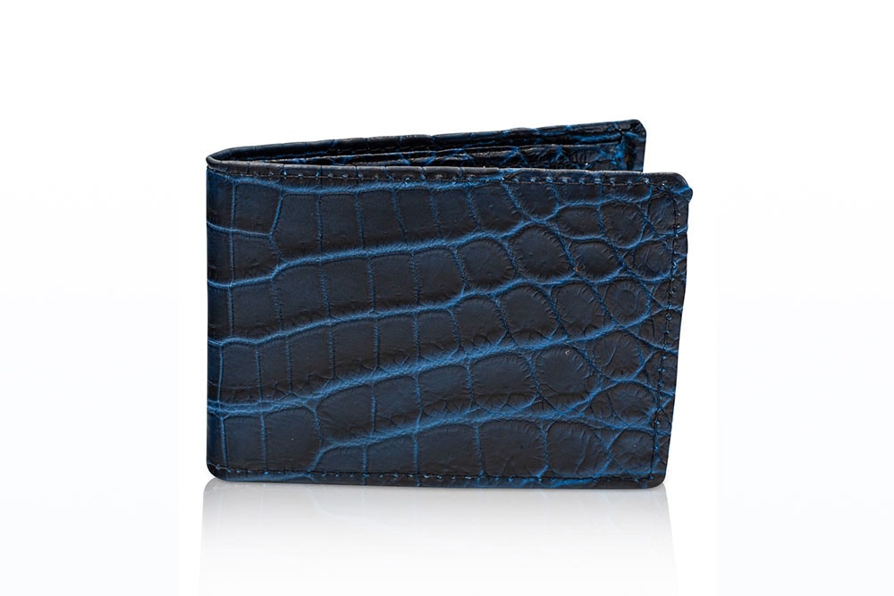 Men's Bi-fold two-tone blue alligator wallet