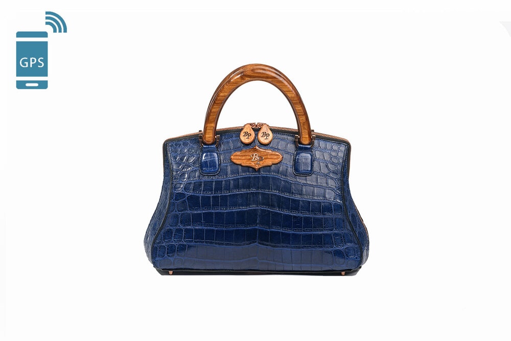Duchesse De Bourgogne Medium Blue Alligator Handbag
