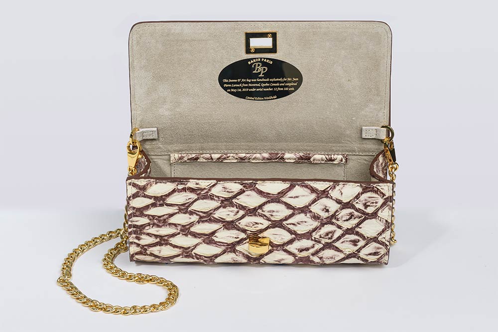 Duchesse De Polignac White and Brown Arapaima Clutch