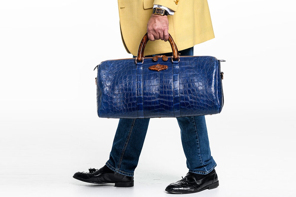 Marquis De Lafayette Blue Alligator Duffel Bag