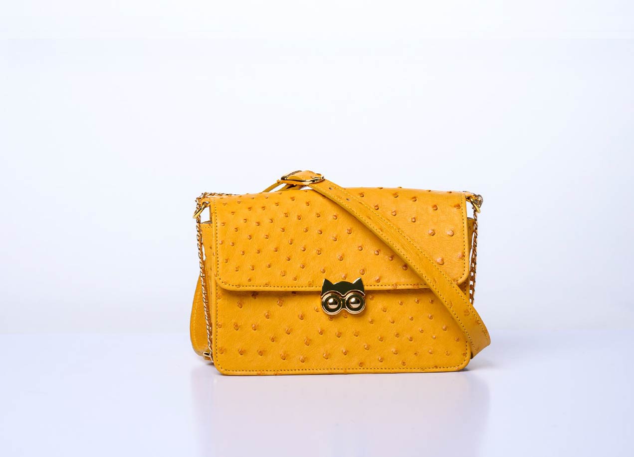 Marie Antoinette Chain Bag, Yellow Ostrich – Baron Paris